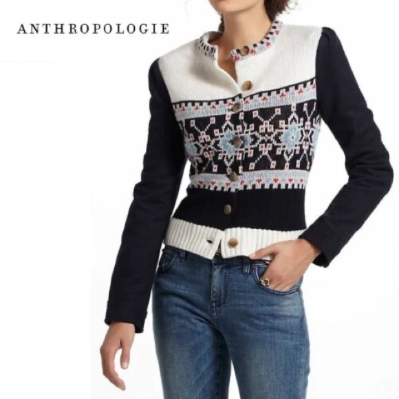 Anthro | Elevenses Buckhaven Sweater Jacket sz 6 VGUC - Picture 1 of 6